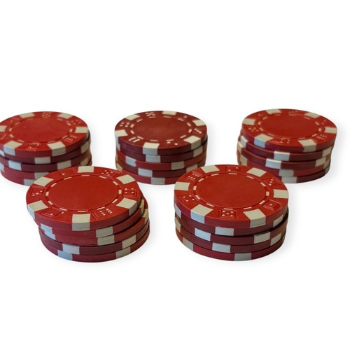 Red poker chips set dice - red,